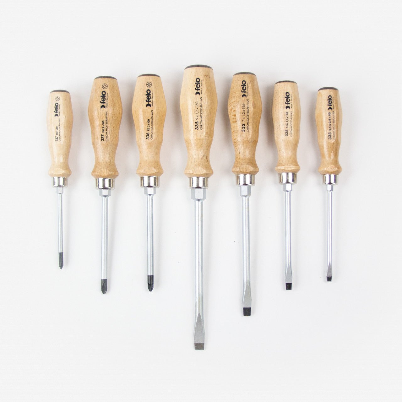 Felo Wood Handle Slotted, Phillips and Pozidriv Screwdriver Set, 7 Pieces - F18108 - KC Tool