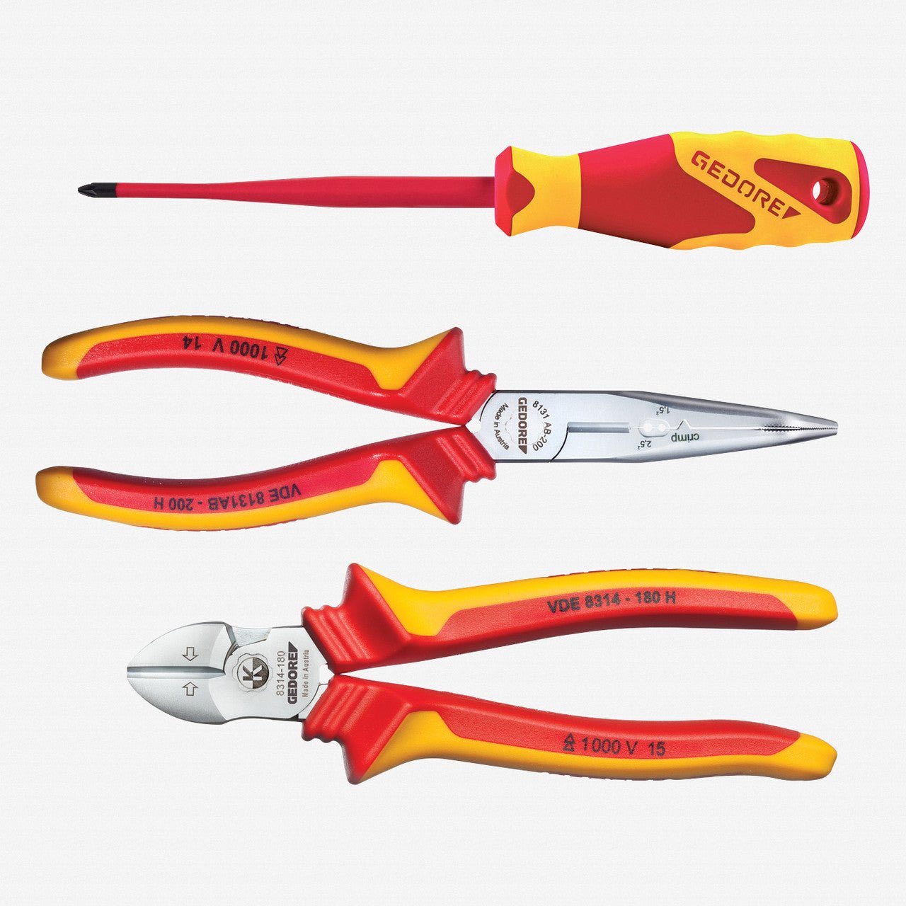 Gedore 1102 - 005 VDE Pliers Set, in L - BOXX Mini, 3 pcs - GR2951762 - KC Tool
