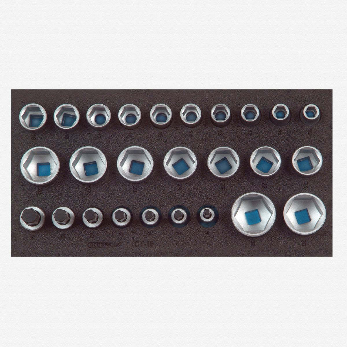 Gedore 1500 CT1-19 1/2" Sockets in 1/3 CT Module, 26 Pieces - GR2308908 - KC Tool