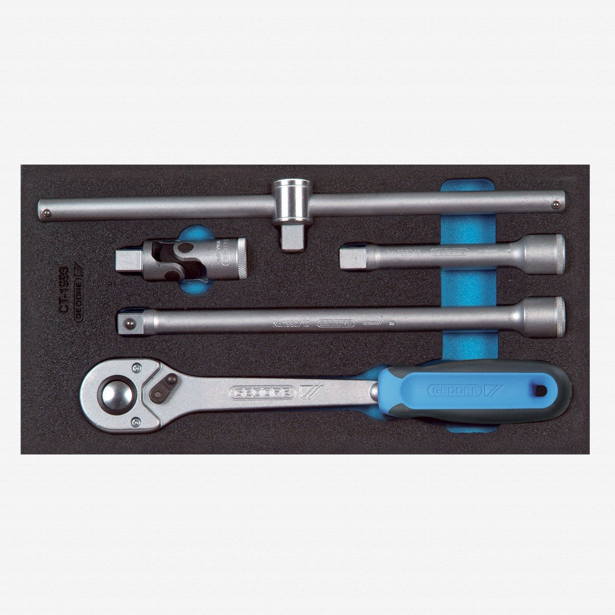 Gedore 1500 CT1-1993 T 1/2" Ratchet with Extensions in 1/3 CT Module - GR2309106 - KC Tool