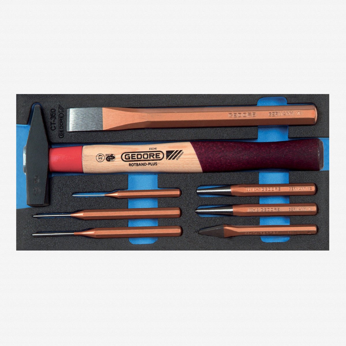 Gedore 1500 CT1 - 350 Chisel Set in 1/3 CT Module, 8 Pieces - GR2309041 - KC Tool