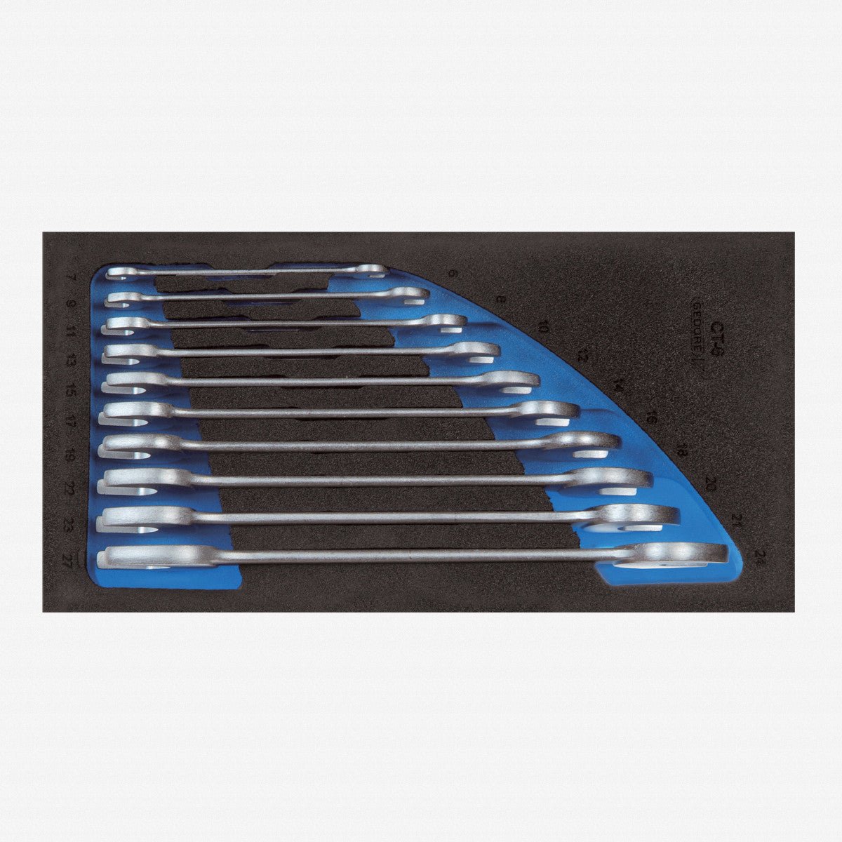 Gedore 1500 CT1 - 6 Metric Double Open End Wrench Set in 1/3 CT Module, 10 Pieces - GR2308851 - KC Tool