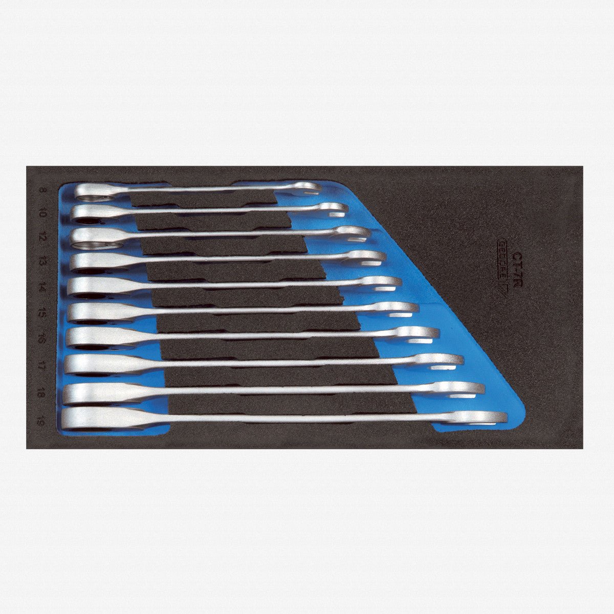Gedore 1500 CT1-7 R Metric Combination Ratcheting Wrench Set in 1/3 CT Module, 10 Pieces - GR2308894 - KC Tool
