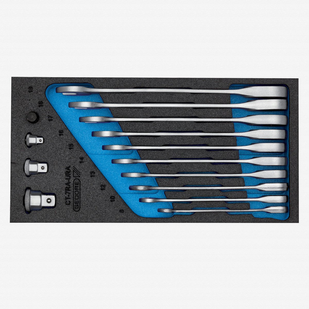 Gedore 1500 CT1-7 RA Metric Combination Ratcheting Wrench Set in 1/3 CT Module, 14 Pieces - GR2327686 - KC Tool