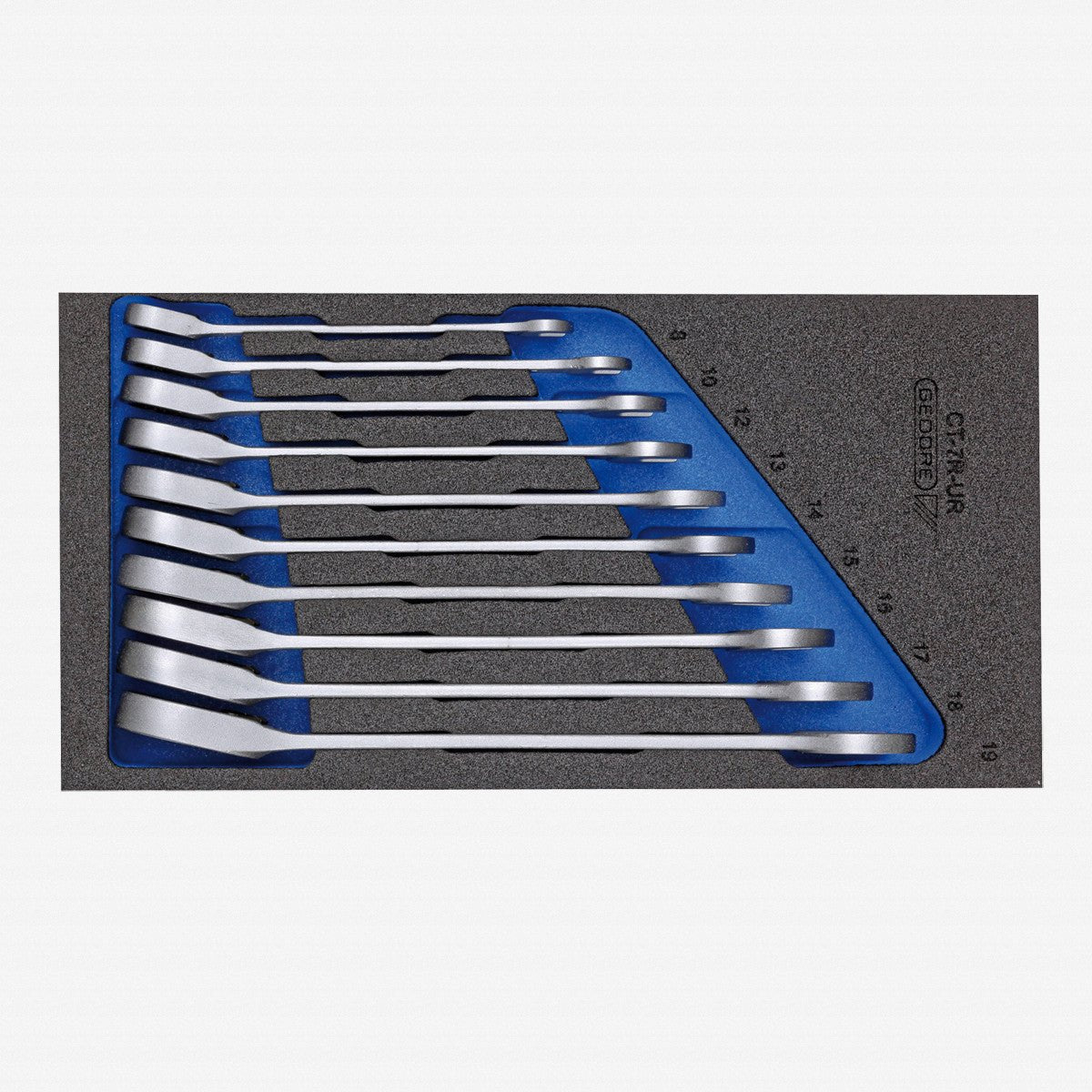 Gedore 1500 CT1-7 UR Metric Combination Ratcheting Wrench Set in 1/3 CT Module, 10 Pieces - GR2331969 - KC Tool