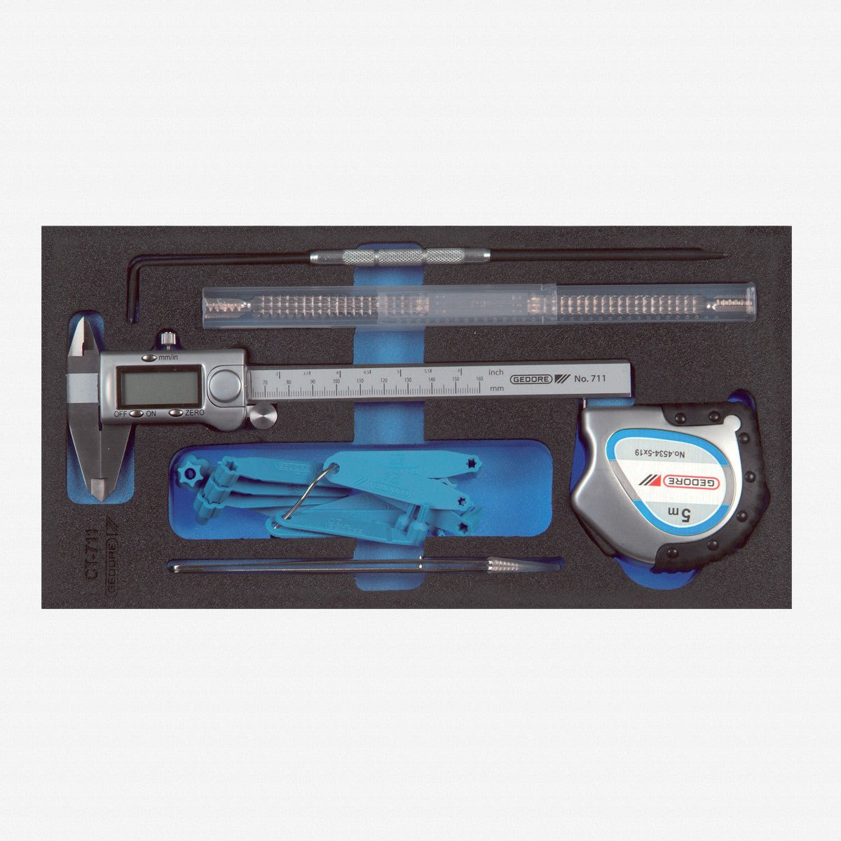 Gedore 1500 CT1 - 711 Digital Caliper and Layout Set in 1/3 CT Module, 6 Pieces - GR2309084 - KC Tool