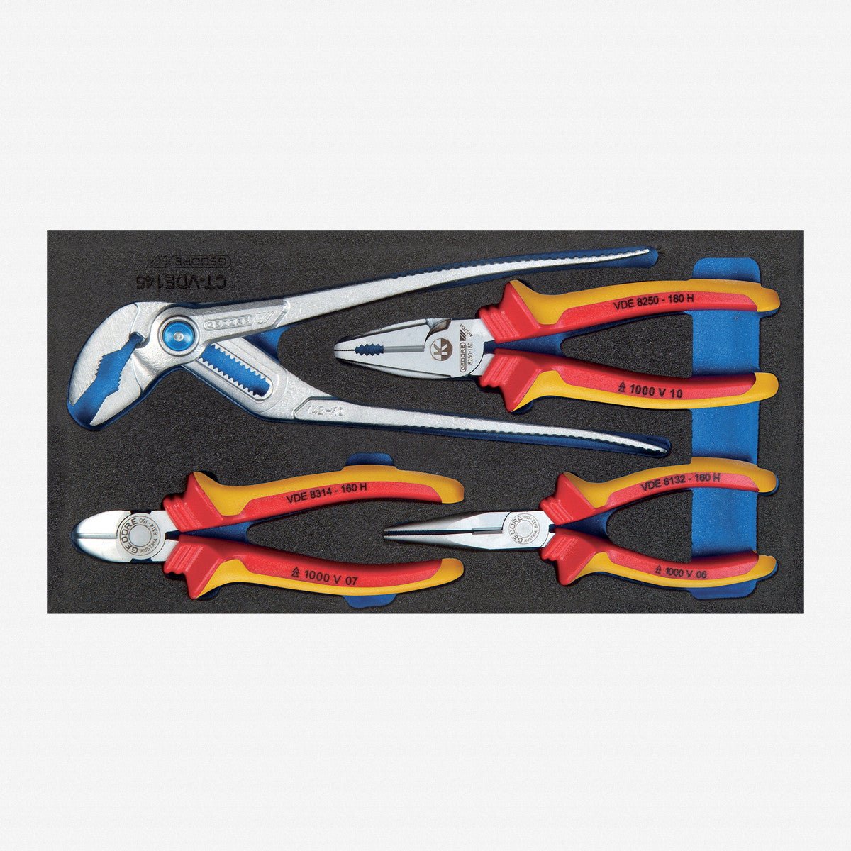 Gedore 1500 CT1 - VDE 142 VDE Pliers Set in 1/3 CT Module, 4 Pieces - GR2309033 - KC Tool