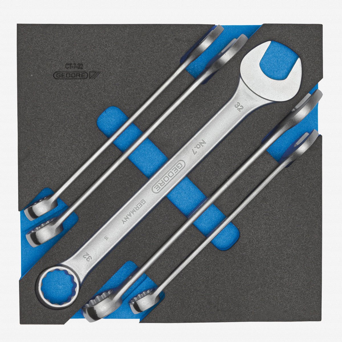 Gedore 1500 CT2-7-32 Metric Combination Wrench Set in 2/3 CT Module, 23 - 32 mm, 5 Pieces - GR2308886 - KC Tool