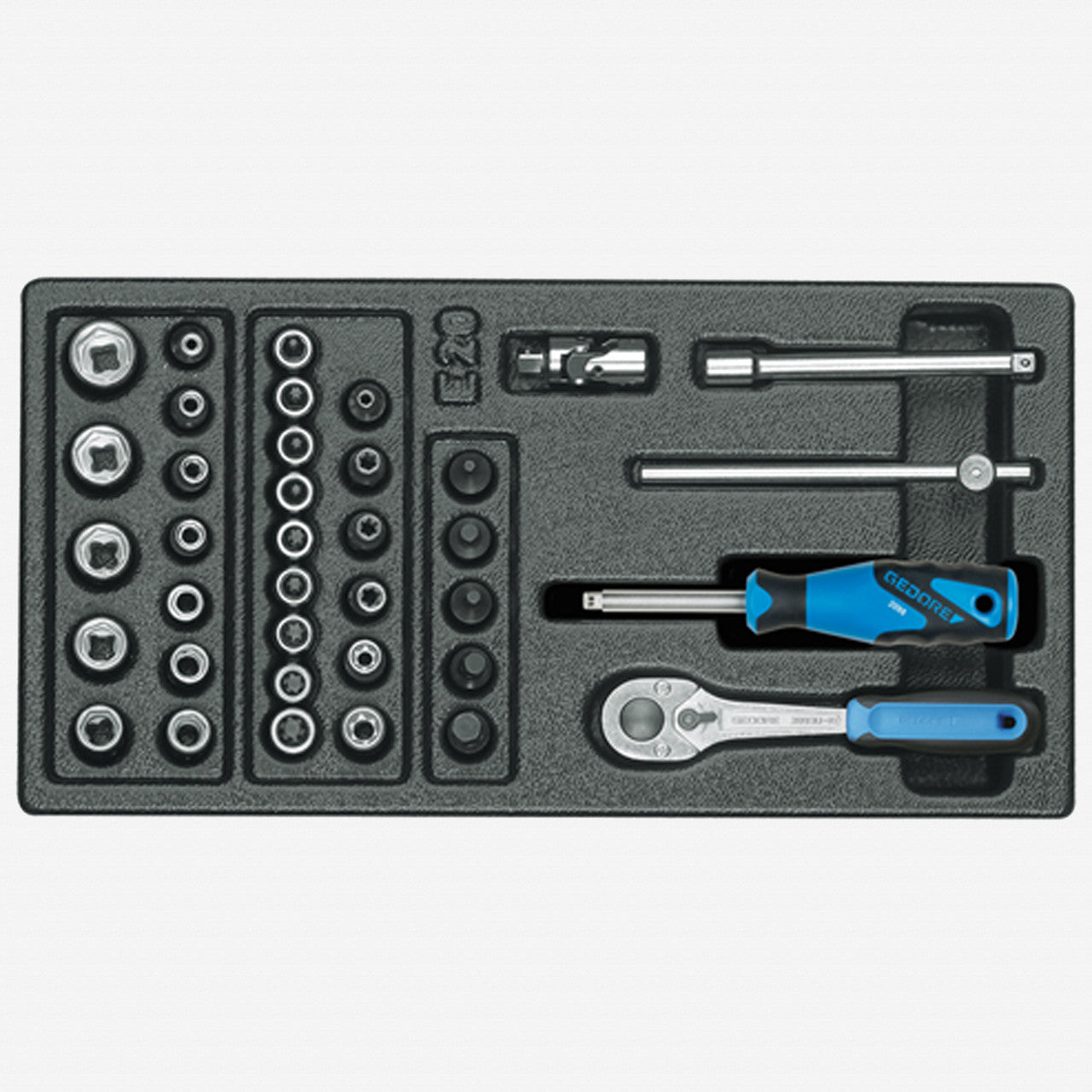 Gedore 1500 ES - 20 1/4" Socket Set in 1/3 ES Tool Module, 42 Pieces - GR6626230 - KC Tool