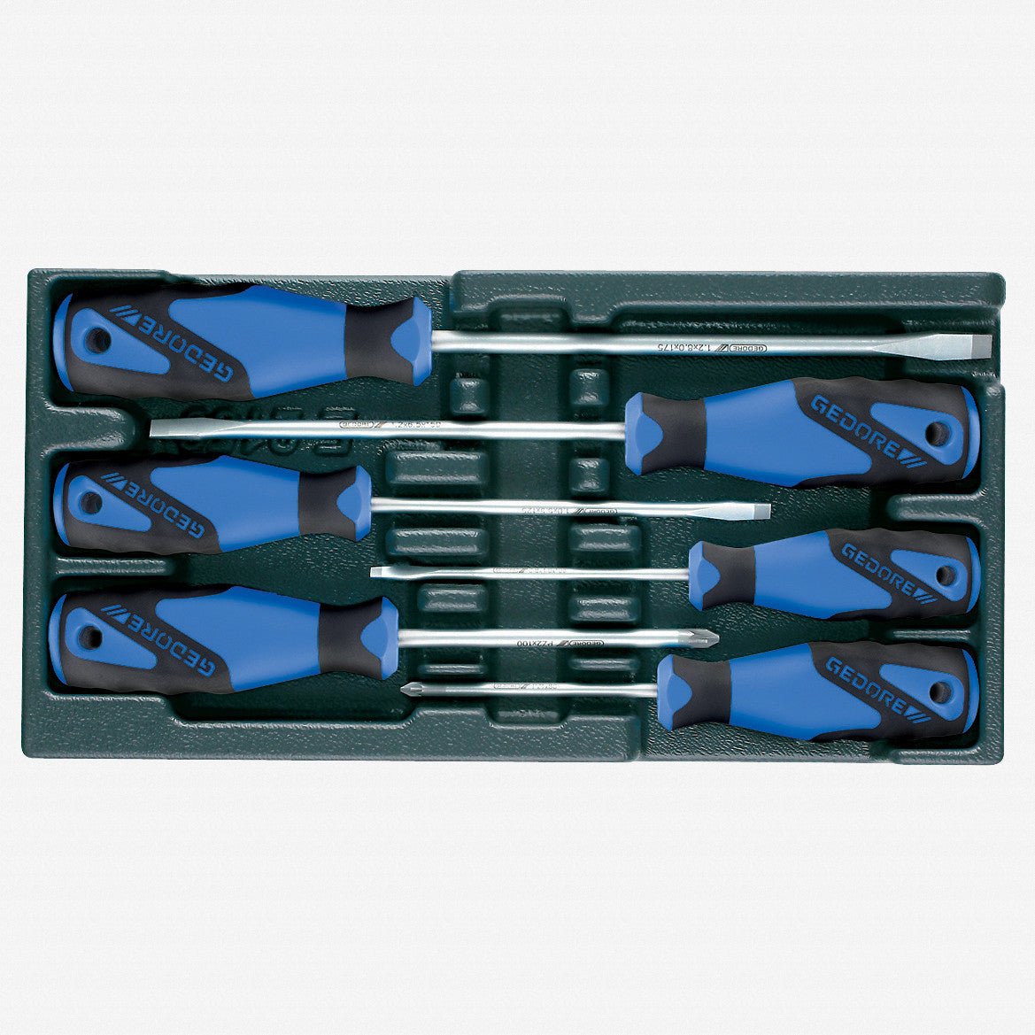 Gedore 1500 ES-2150 Pozidriv and Slotted Screwdriver Set in 1/3 ES Tool Module, 6 Pieces - GR1523694 - KC Tool