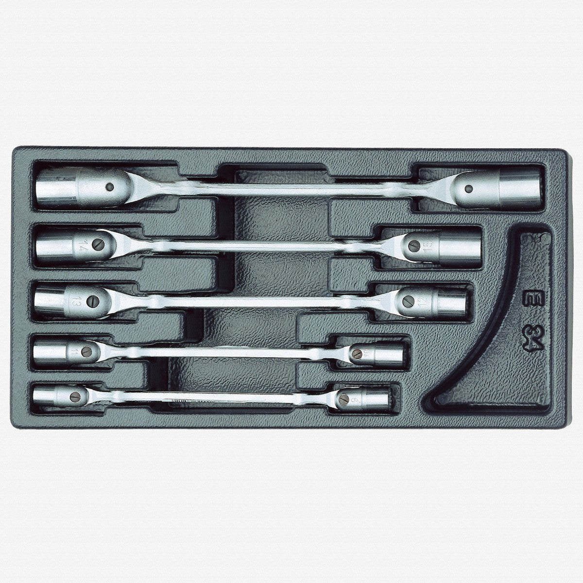 Gedore 1500 ES-34 Double Swivel Head Wrench Set in 1/3 ES Tool Module, 8 - 17 mm, 5 Pieces - GR6605070 - KC Tool