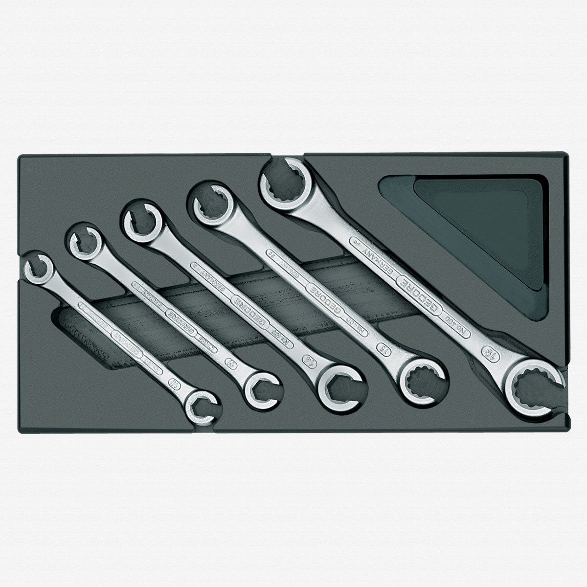 Gedore 1500 ES-400 Metric Flare Nut Wrenches in 1/3 ES Tool Module, 8 - 19 mm, 5 Pieces - GR1731157 - KC Tool