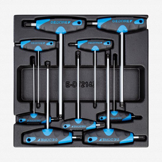 Gedore 1500 ES-DT 42 Metric Ball End Hex T-handle Set in 2/3 ES Tool Module, 2 - 10 mm, 9 Pieces - GR1543474 - KC Tool