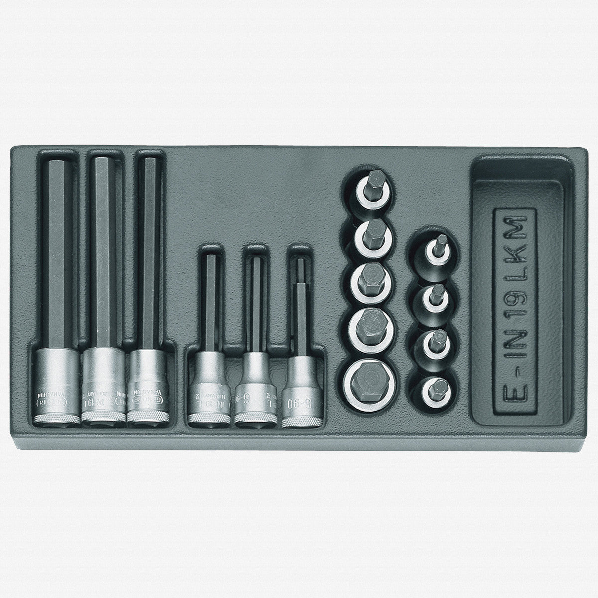 Gedore 1500 ES-IN 19 LKM 1/2" Metric Inside Hex Bit Socket Set in 1/3 ES Tool Module, 5 - 17 mm, 15 Pieces - GR1402234 - KC Tool
