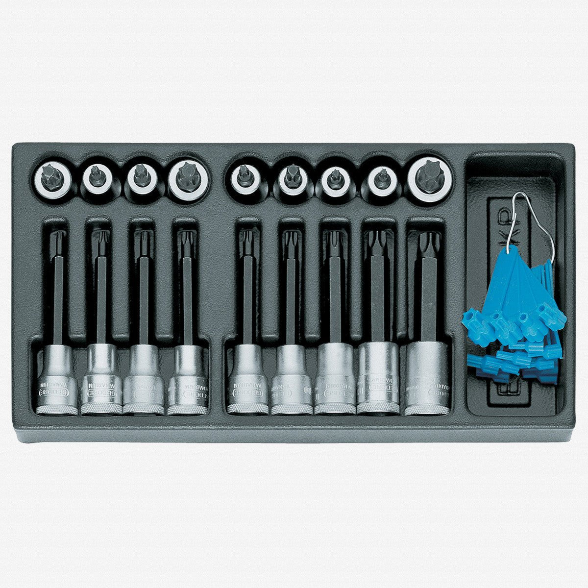 Gedore 1500 ES - ITX 19 LKP 1/2" Torx Bit Socket Set in 1/3 ES Tool Module, 19 Pieces - GR1402226 - KC Tool