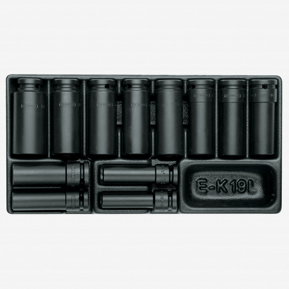 Gedore 1500 ES - K 19 L 1/2" Impact Sockets in 1/3 ES Tool Module, 10 - 27 mm, 12 Pieces - GR1640836 - KC Tool