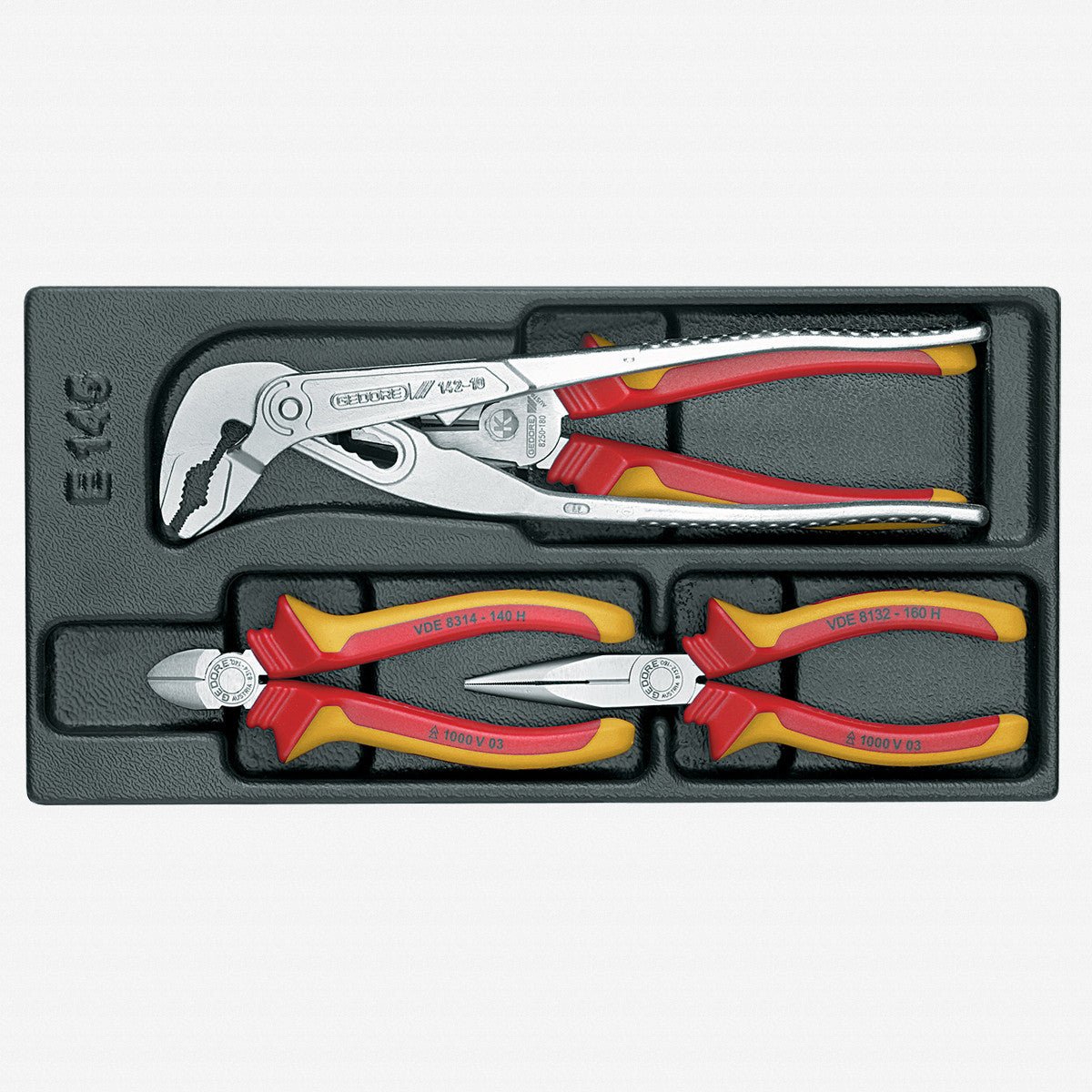 Gedore 1500 ES-VDE 145 VDE Pliers Set in 1/3 ES Tool Module, 4 Pieces - GR1733079 - KC Tool