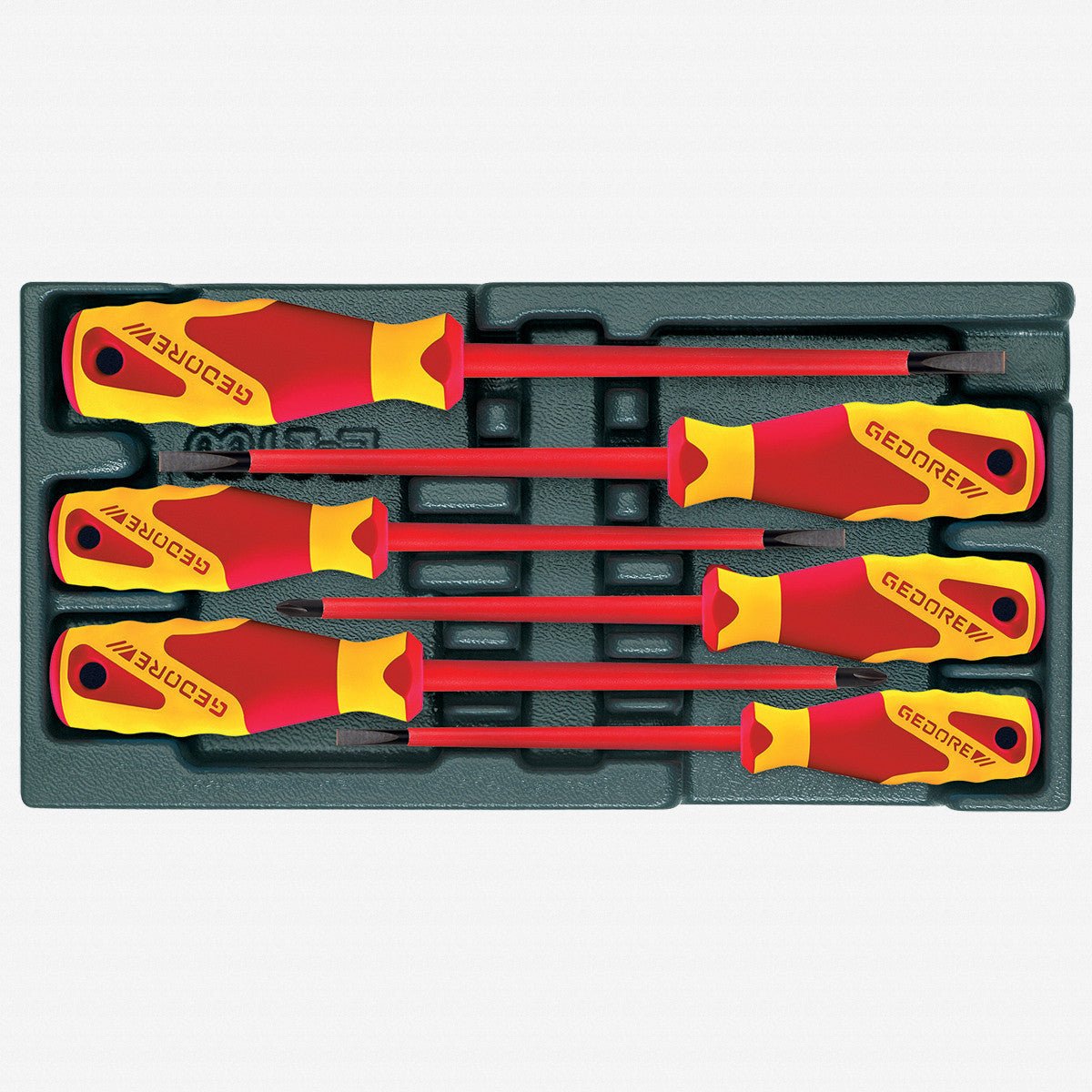 Gedore 1500 ES-VDE 2170 VDE Pozidriv and Slotted Screwdriver Set in 1/3 ES Tool Module, 6 Pieces - GR1733095 - KC Tool