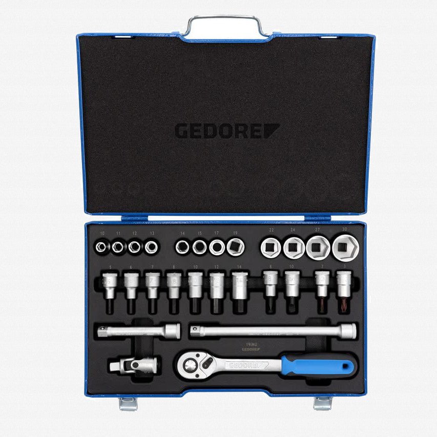 Gedore 19 IMU-10 Hex Socket Set 1/2", 10-30 mm, 27 Pieces - GR6139750 - KC Tool
