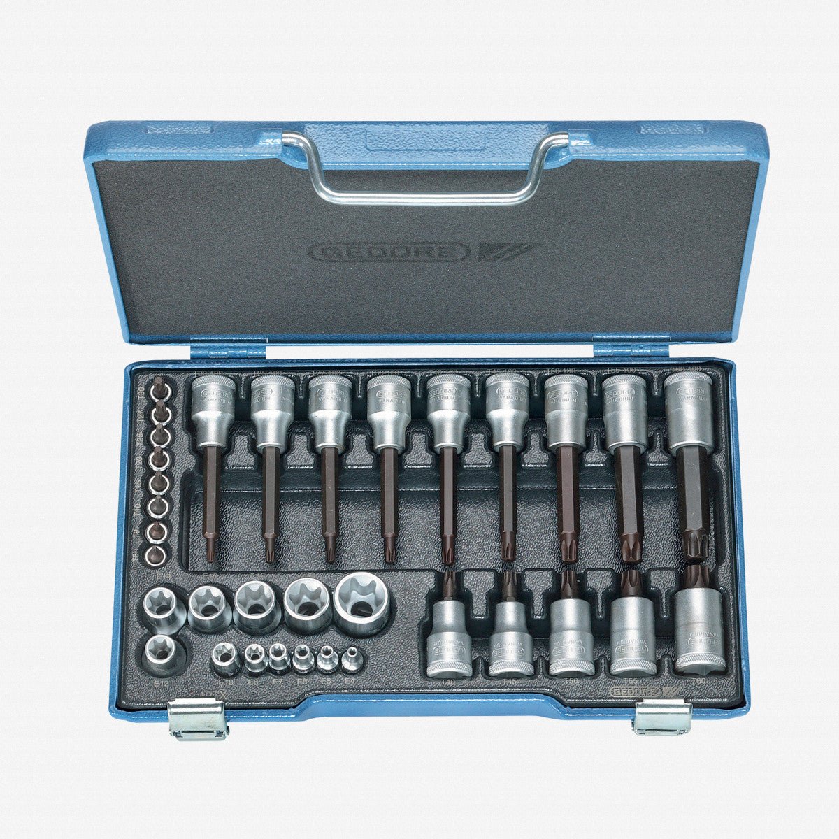 Gedore 19 TX 20 Screwdriver bit socket set 1/2"+1/4" 34 pcs TORX - GR6129440 - KC Tool
