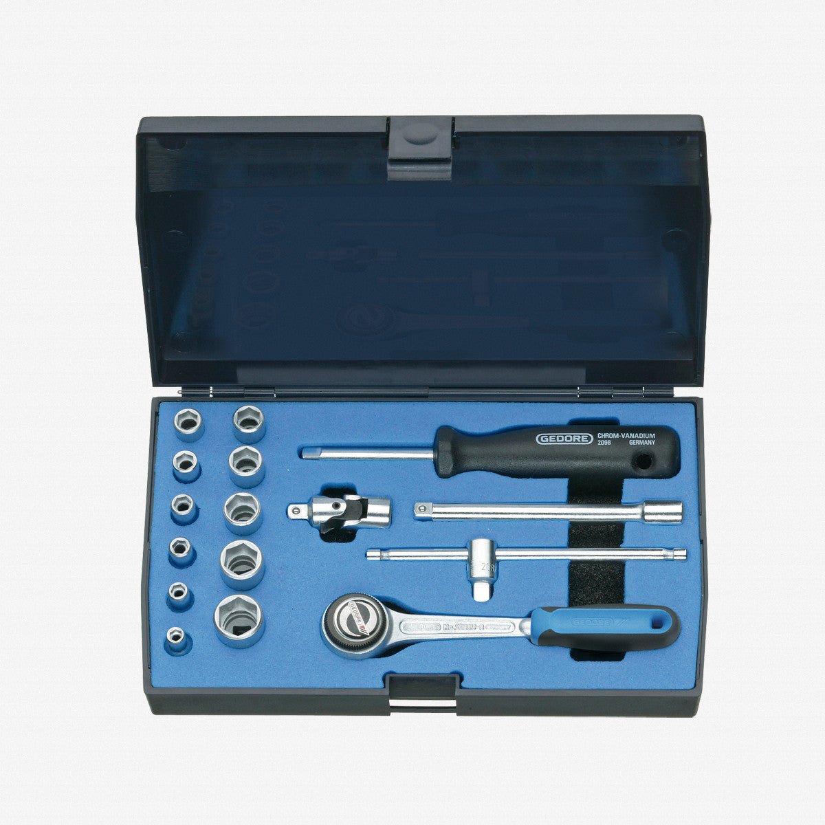 Gedore 20 EMU - 3 Socket set 1/4" 16 pcs 4 - 13 mm - GR6172290 - KC Tool
