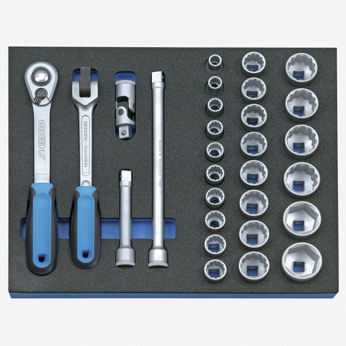 Gedore 2005 CT2 - D 19 1/2" Metric Socket Set in 2/4 CT Tool Module, 10 - 36 mm, 29 pieces - GR2016494 - KC Tool