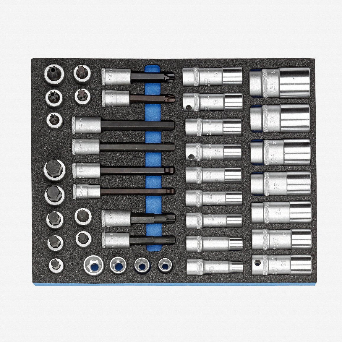 Gedore 2005 CT2-D 19L 1/2" Metric Bit and Deep Socket Set in 2/4 CT Tool Module, 40 pieces - GR2016516 - KC Tool