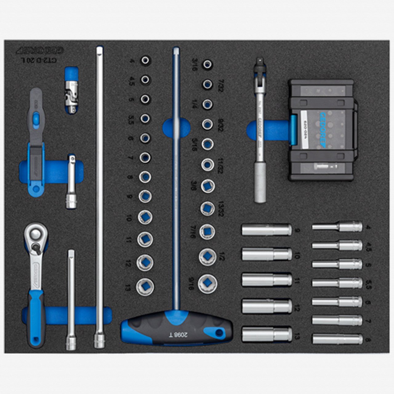 Gedore 2005 CT2 - D 20 Screwdriver bit socket set 1/4" in 2/4 CT tool module, 67 pieces - GR2016478 - KC Tool