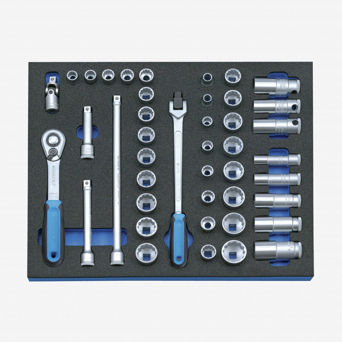 Gedore 2005 CT2-D 30 3/8" SAE and Metric Socket Set in 2/4 CT Tool Module, 43 pieces - GR2016486 - KC Tool