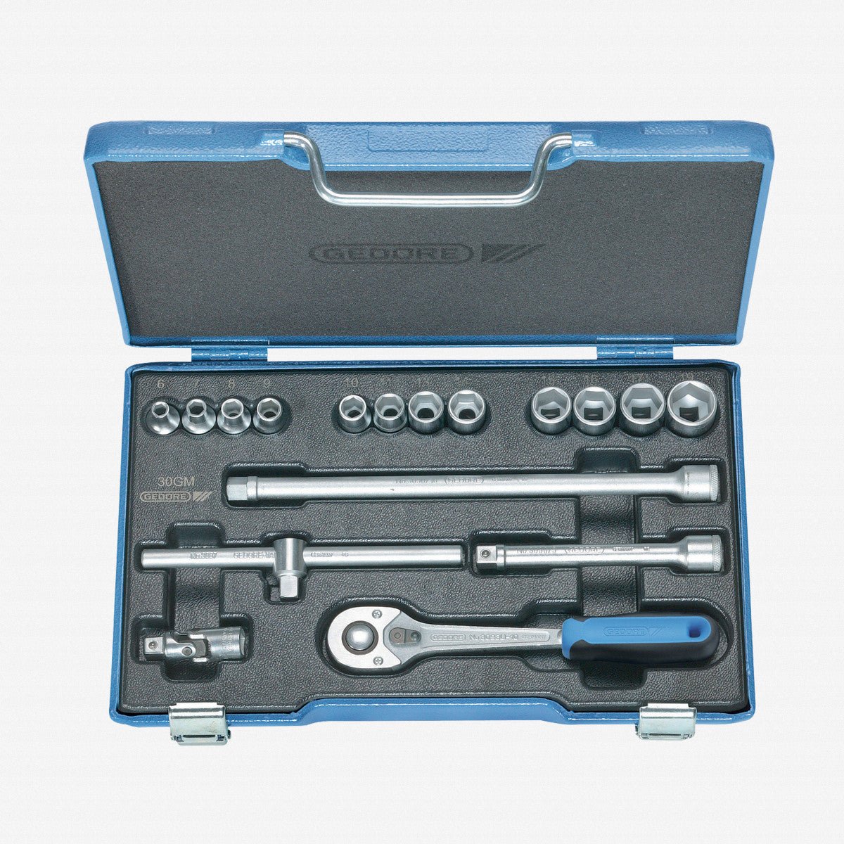 Gedore 30 GMU-10 Socket set 3/8" 17 pcs hex 6-19 mm - GR6235710 - KC Tool