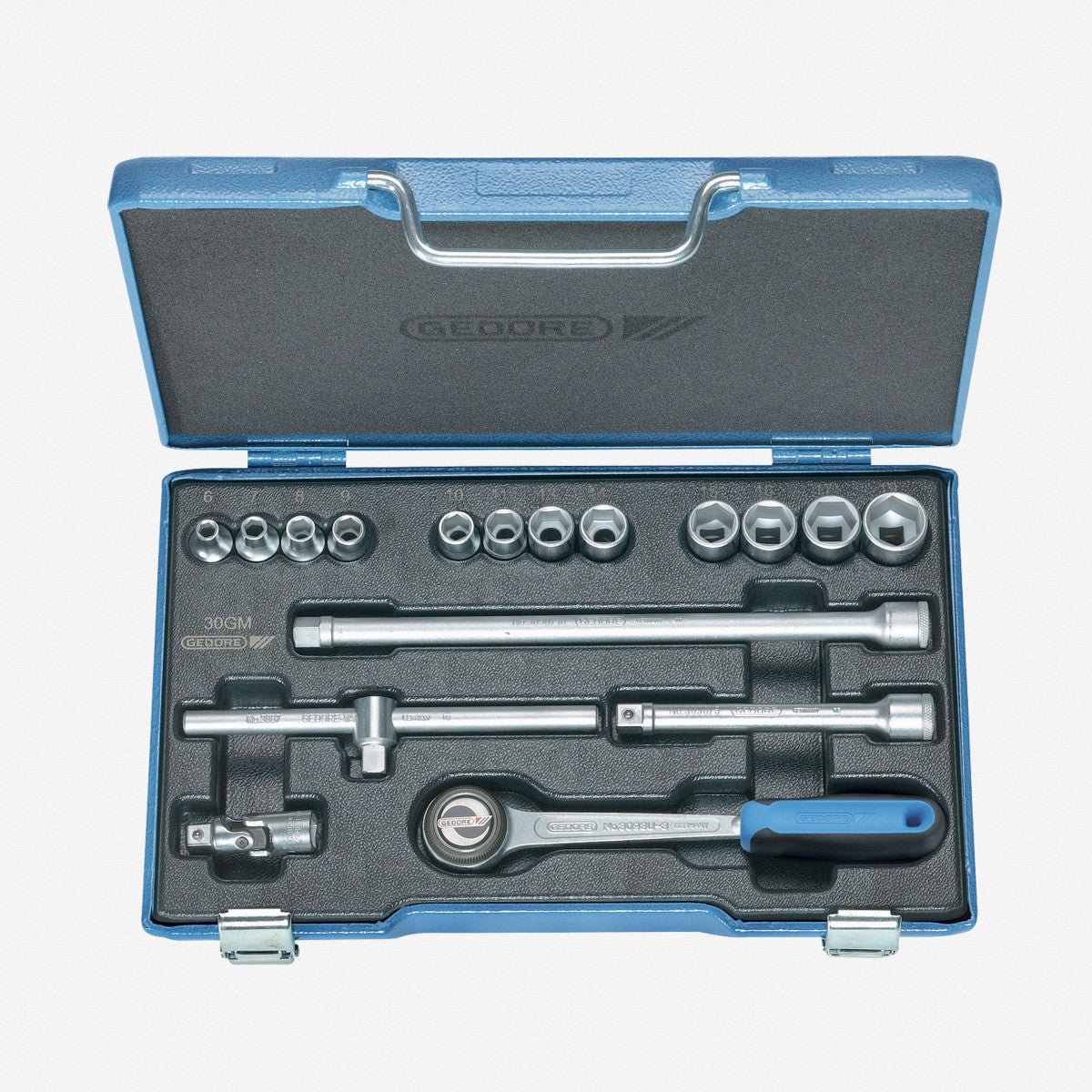 Gedore 30 GMU-3 Socket set 3/8" 17 pcs hex 6-19 mm - GR6235980 - KC Tool