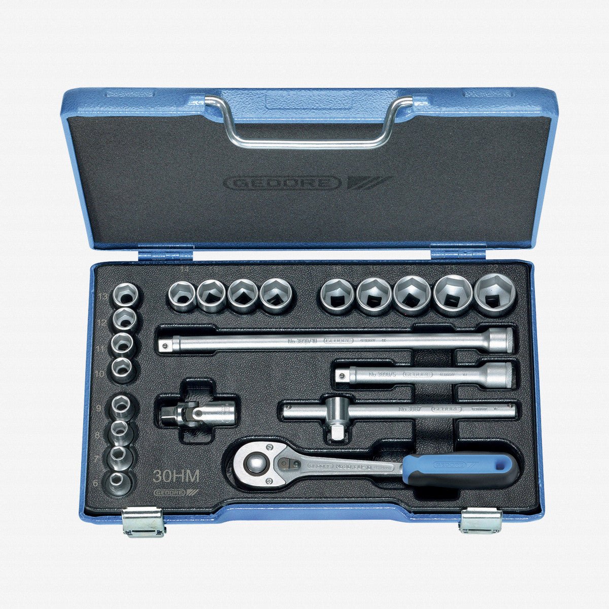 Gedore 30 HMU - 10 Socket set 3/8" 22 pcs hex 6 - 22 mm - GR6235470 - KC Tool