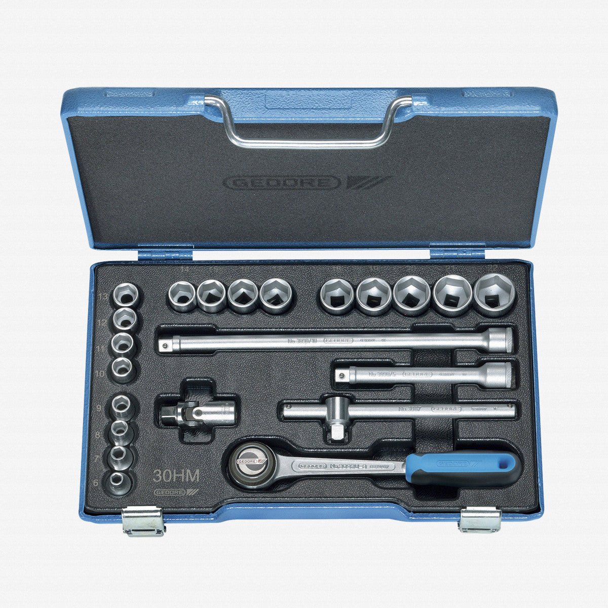 Gedore 30 HMU - 3 Socket set 3/8" 22 pcs hex 6 - 22 mm - GR6238300 - KC Tool