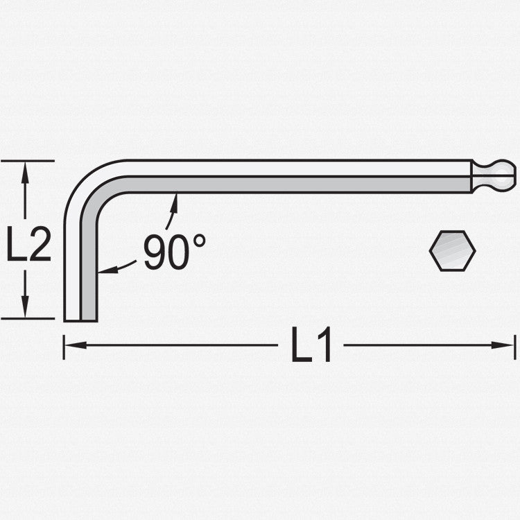 Gedore 42 KEL 2 Hexagon Allen key, extra long 2 mm - GR6370090 - KC Tool