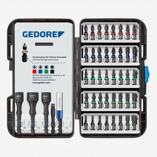 Gedore 666-045 Torsion Bit Set, 1/4" Hex Drive, 45 Pieces - GR3459519 - KC Tool