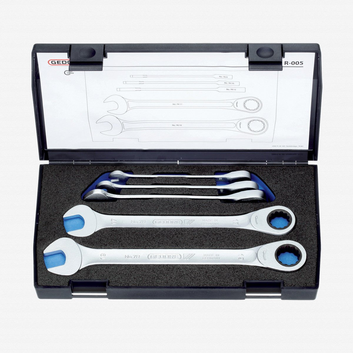 Gedore 7 R-005 Combination ratchet spanner set 5 pcs 8-19 mm - GR2297434 - KC Tool