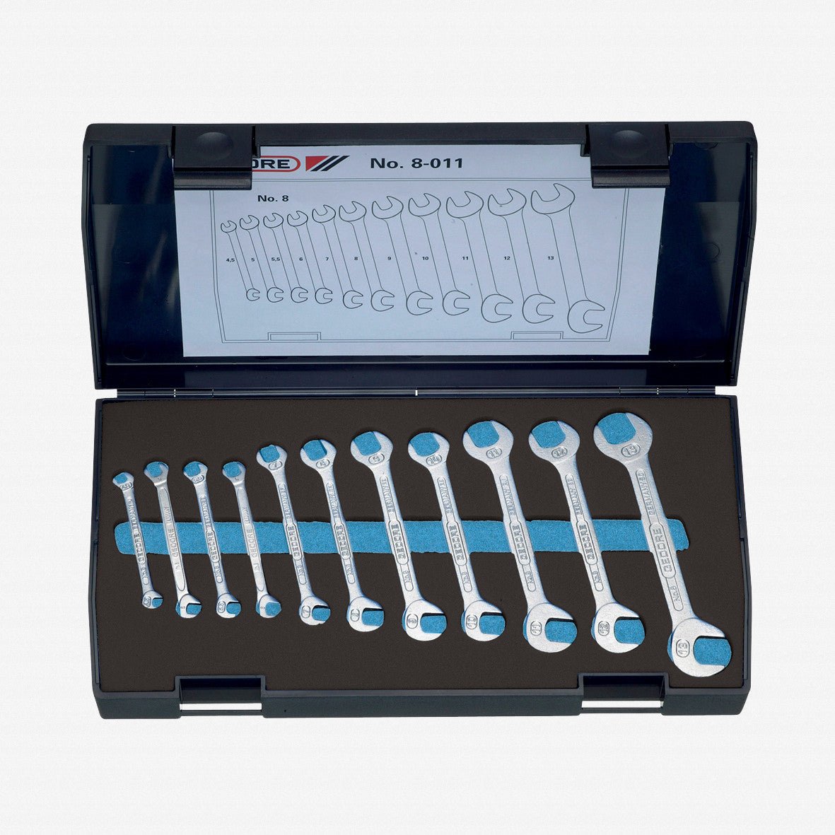 Gedore 8-011 Double ended midget spanner set 11 pcs 4.5-13 mm - GR1879146 - KC Tool