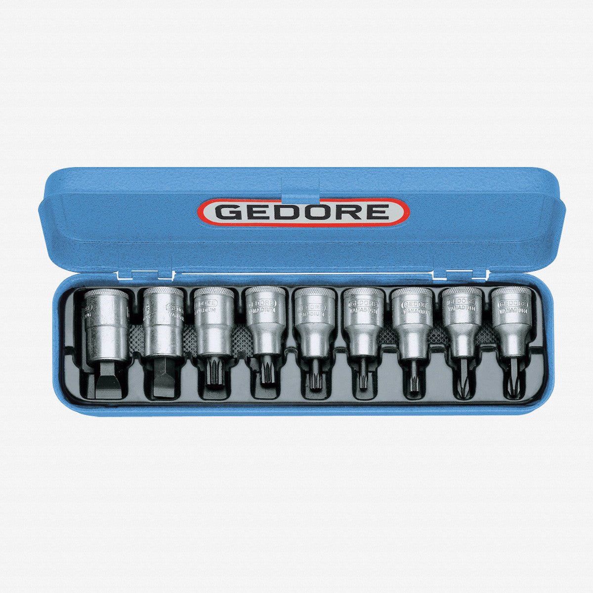 Gedore INX 19 PM Screwdriver bit socket set 1/2" 9 pcs IS - PH - XZN - GR6150050 - KC Tool