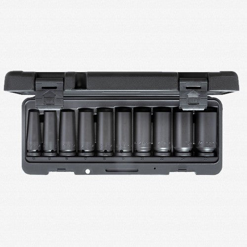 Gedore K19 L-010 Deep Well Impact Socket Set, 1/2" Drive, Metric, 10 - 27 mm, 10 Pieces - GR3459195 - KC Tool