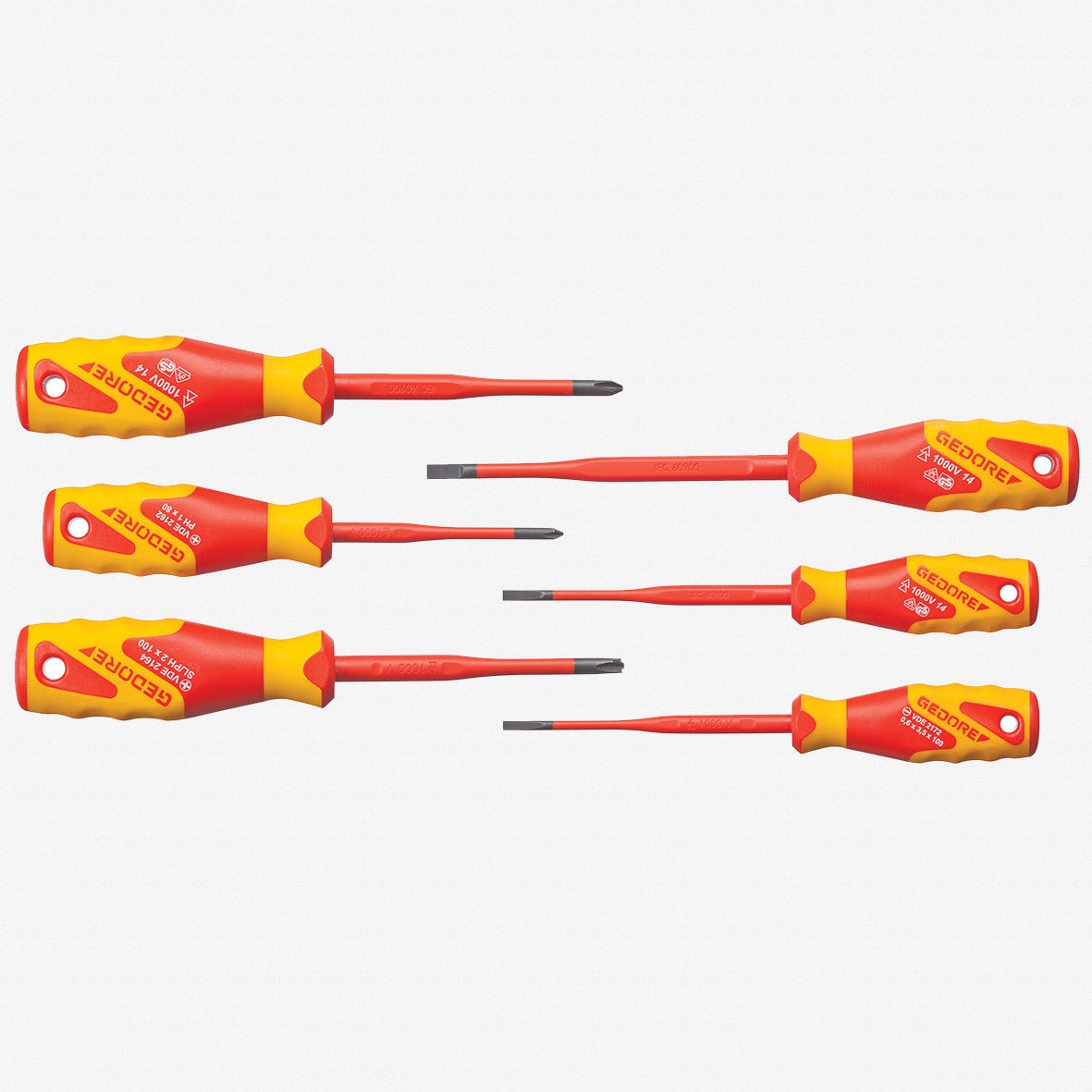 Gedore VDE 2162 - 2172 PM - 06 SLIM DRIVE 6 Pc Insulated Screwdriver Set - GR2928701 - KC Tool