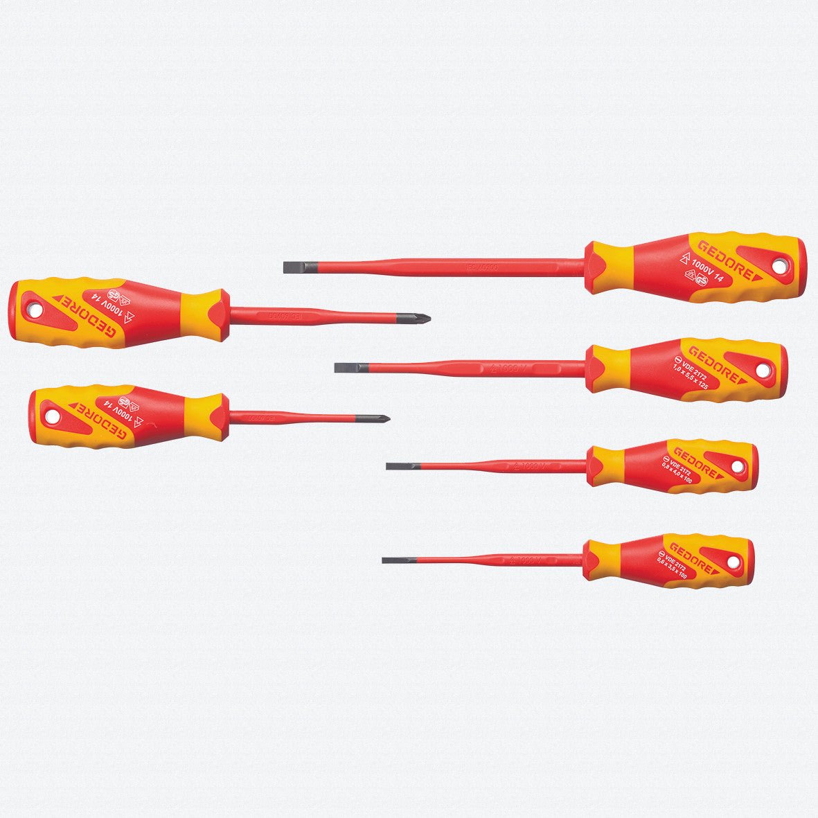 Gedore VDE 2162 - 2172 PZ - 06 SLIM DRIVE 6 Pc Insulated Screwdriver Set - GR2928728 - KC Tool