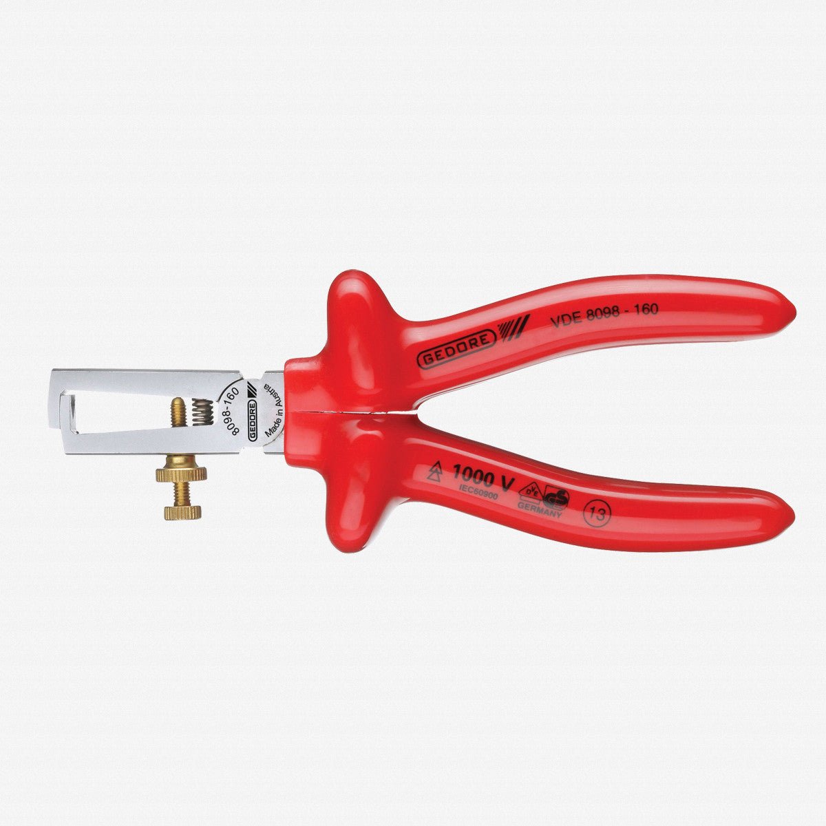 Gedore VDE 8098 - 160 Insulated Stripping Pliers with Dipped Handles, 160 mm - GR6708980 - KC Tool