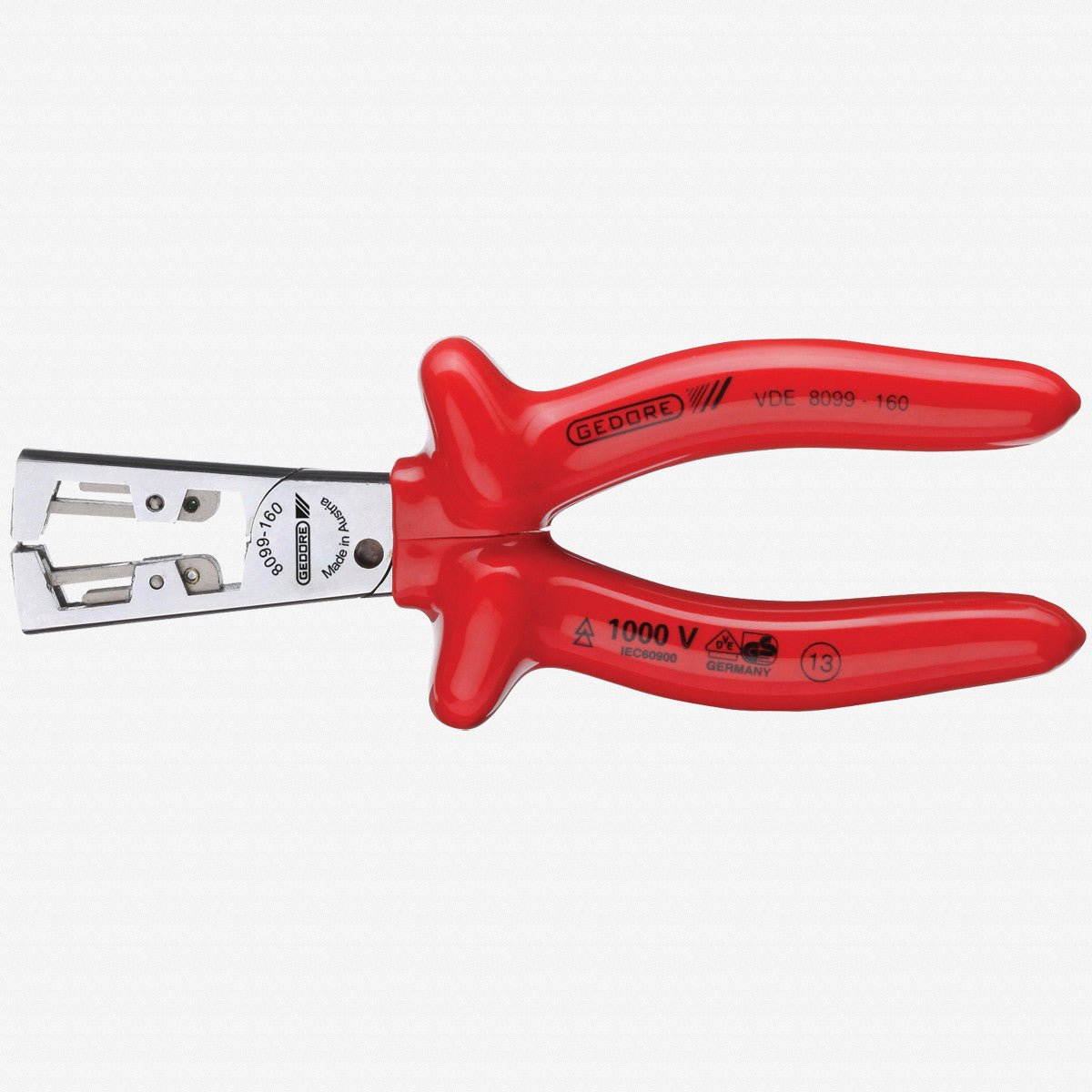Gedore VDE 8099-160 STRIP-FIX Insulated Stripping Pliers with Dipped Grips, 160 mm - GR6709600 - KC Tool