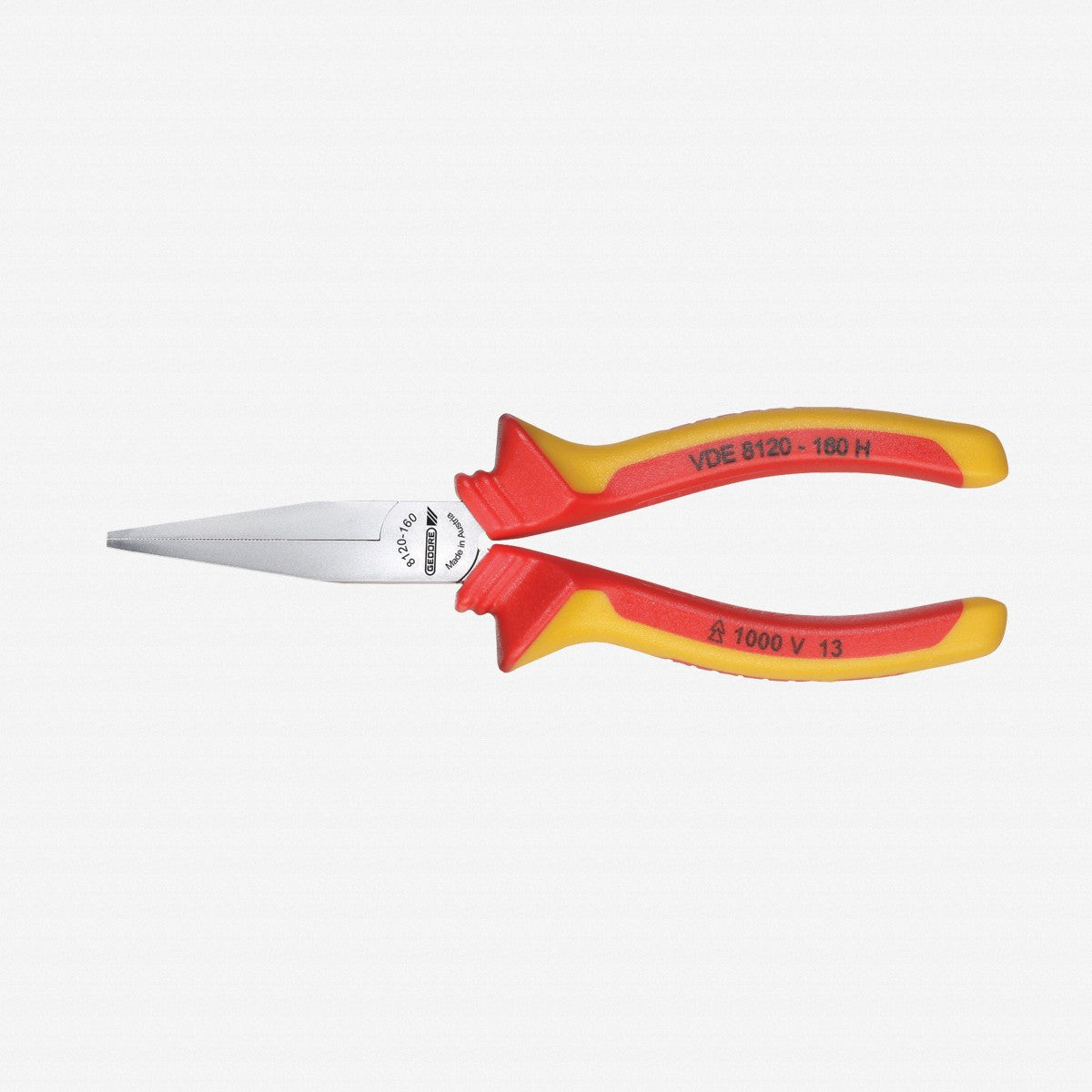 Gedore VDE 8120-160 H VDE Flat nose pliers with VDE insulating sleeves - GR1552090 - KC Tool