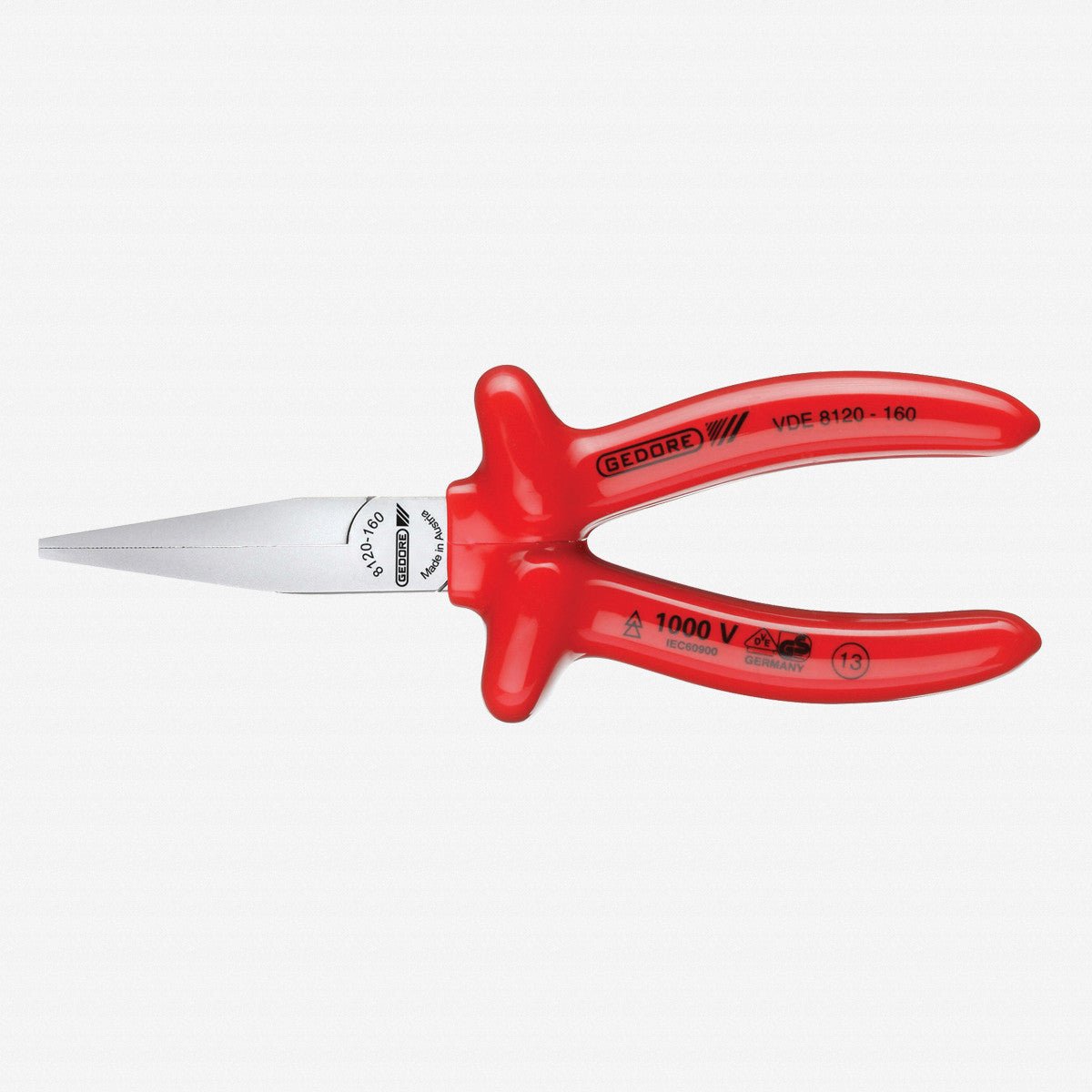 Gedore VDE 8120-160 VDE Flat nose pliers with VDE dipped insulation - GR6715330 - KC Tool