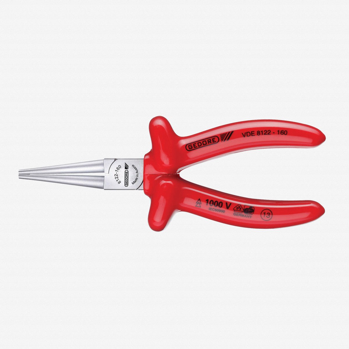 Gedore VDE 8122-160 VDE Round nose pliers with VDE dipped insulation - GR6717110 - KC Tool