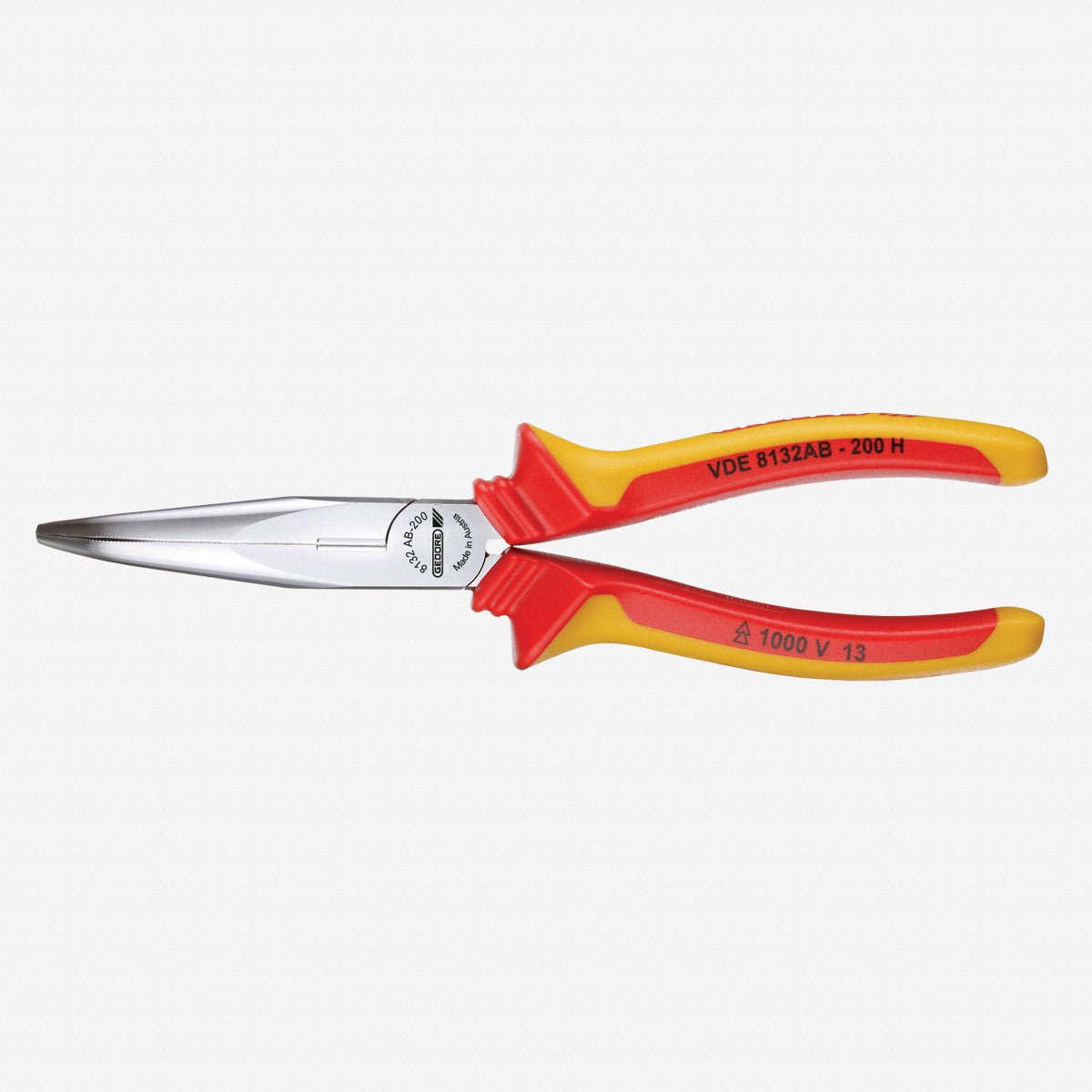 Gedore VDE 8132 AB-200 H VDE Bent nose telephone pliers with VDE insulating sleeves 200 mm - GR1552147 - KC Tool