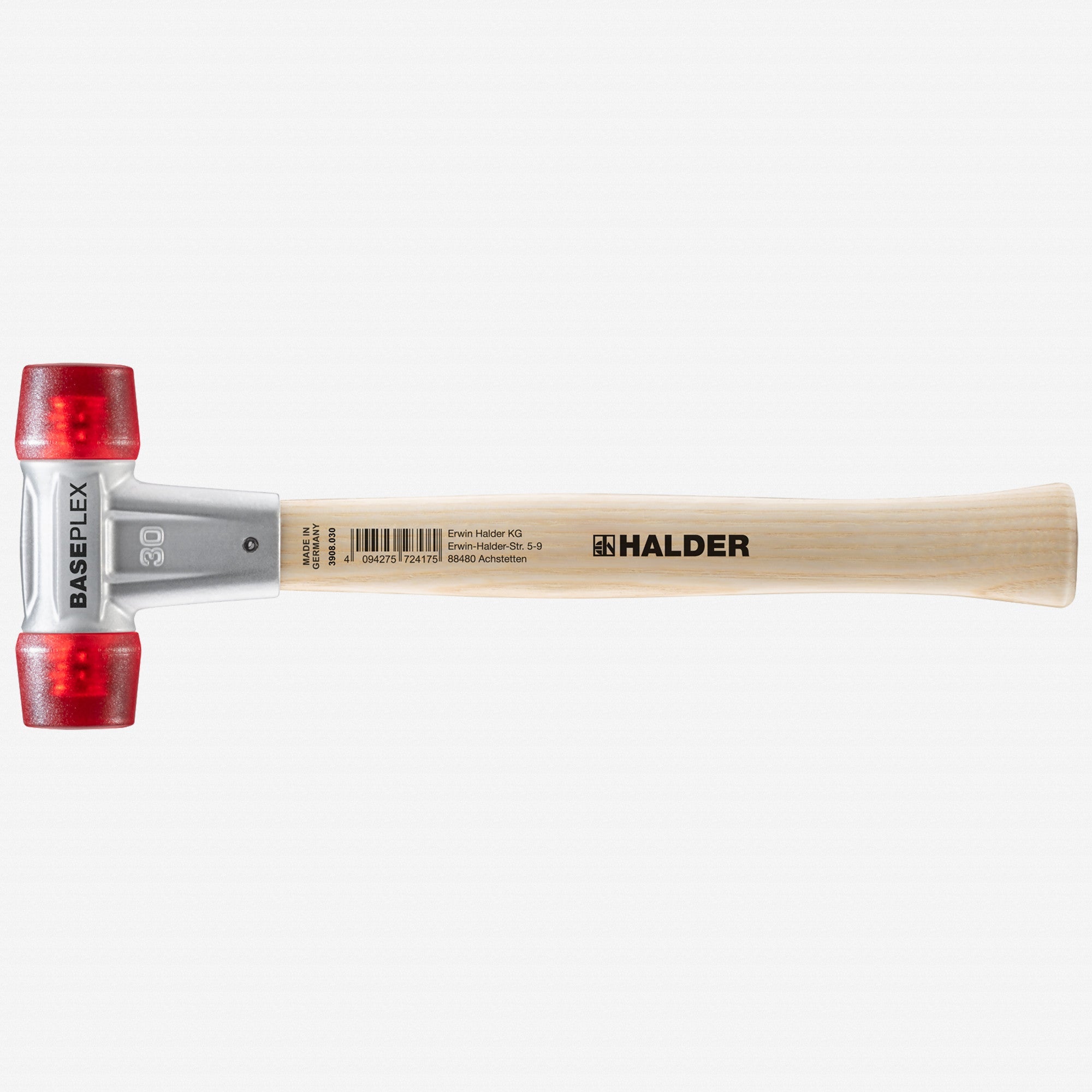 Halder Baseplex Mallet with Red Plastic Face Inserts and Zinc Die Cast Housing, 1.18" / 12.7 oz. - HA3906.030 - KC Tool