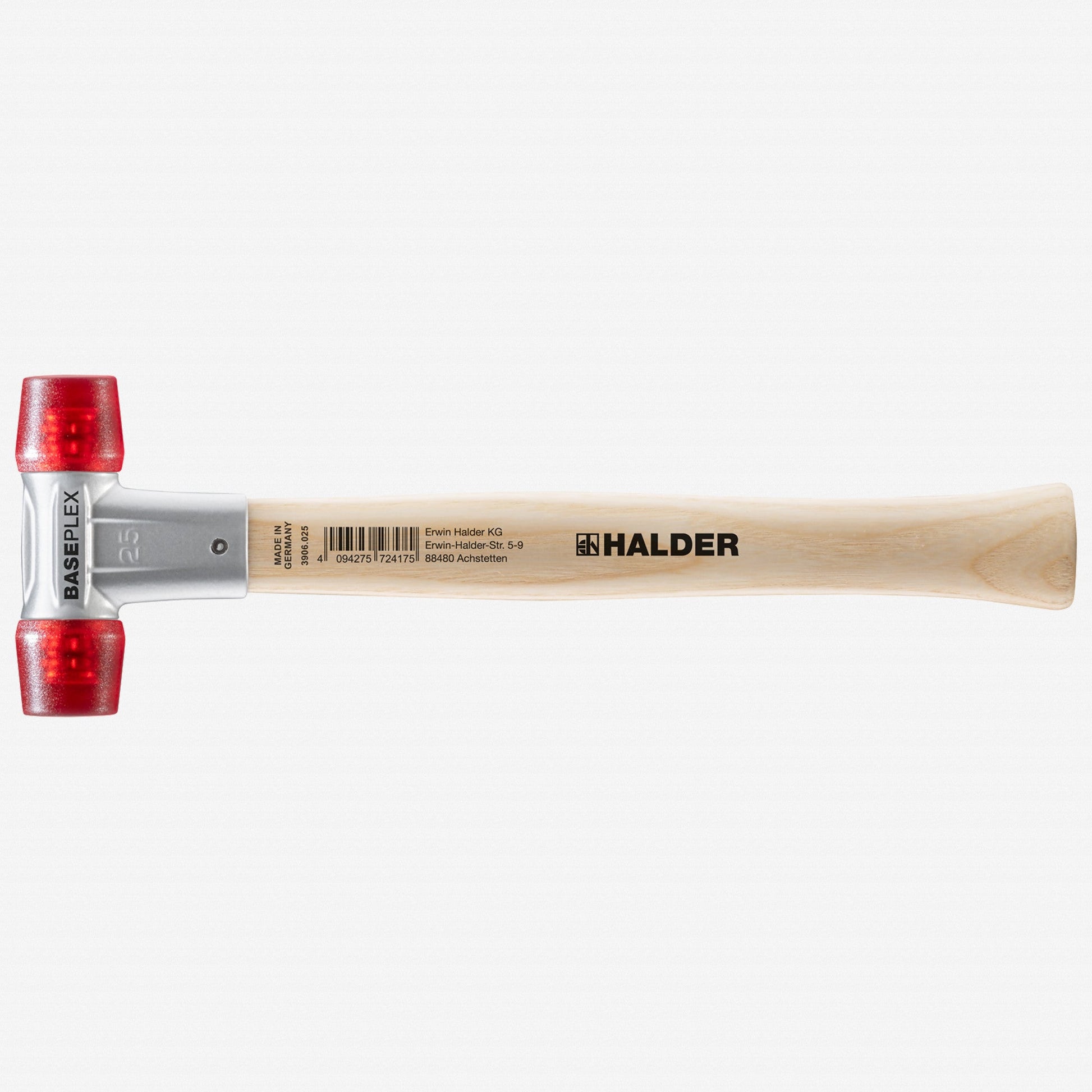 Halder Baseplex Mallet with Red Plastic Face Inserts and Zinc Die Cast Housing, 3.39" / 7.58 oz. - HA3906.025 - KC Tool
