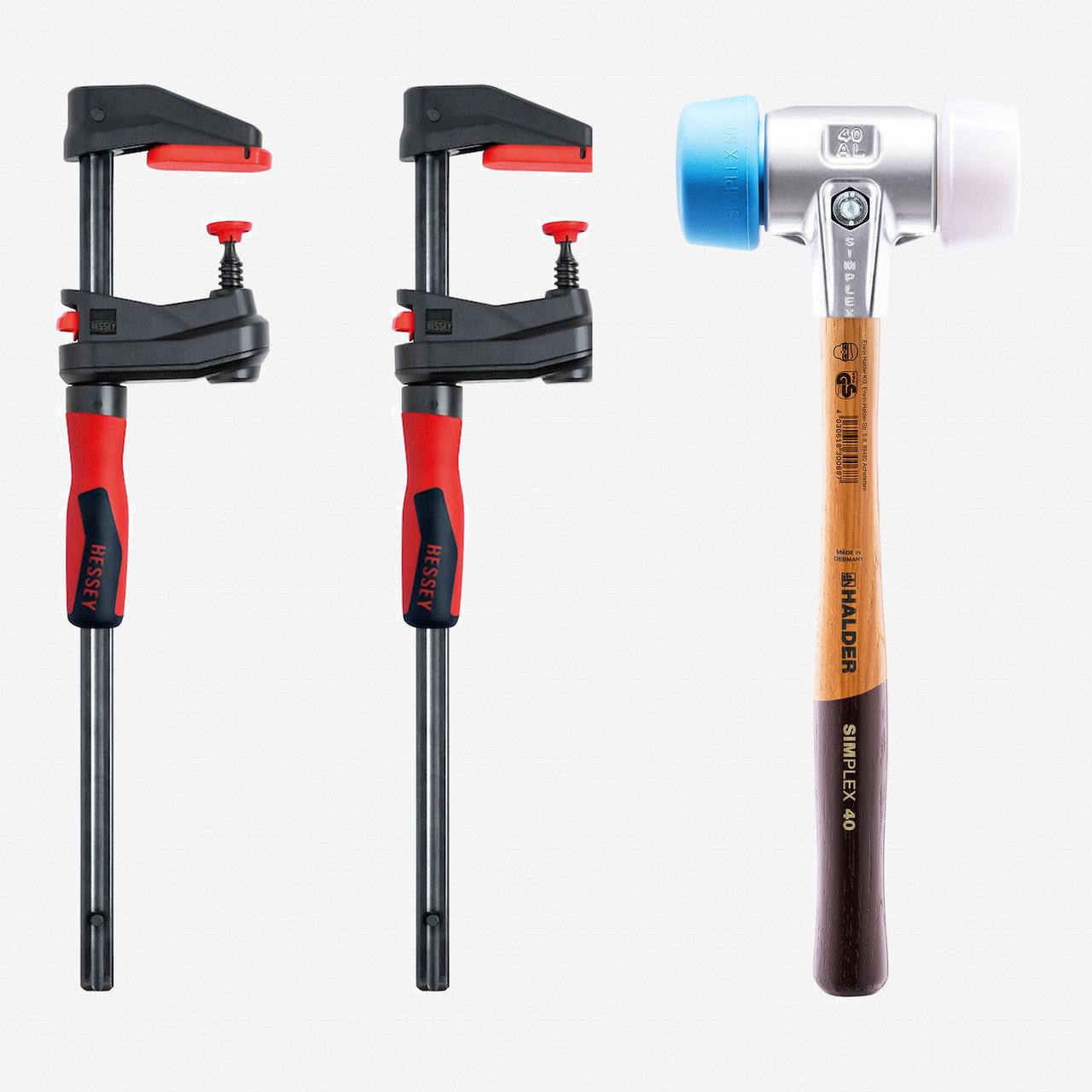 Halder Bonus Box Set SIMPLEX Mallet x Bessey Gearklamps, 3 Pieces - HA3117s005 - KC Tool